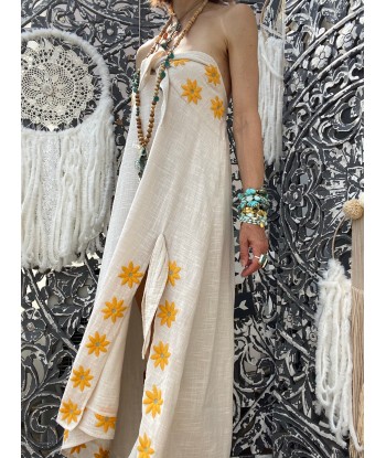 Robe Pampa Coconut/Curcuma Daisies Embroideries Sundress l'achat 