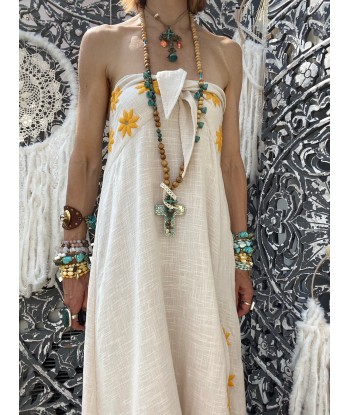 Robe Pampa Coconut/Curcuma Daisies Embroideries Sundress l'achat 