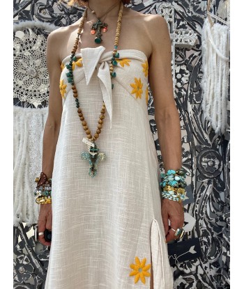 Robe Pampa Coconut/Curcuma Daisies Embroideries Sundress l'achat 