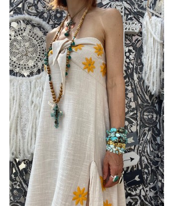 Robe Pampa Coconut/Curcuma Daisies Embroideries Sundress l'achat 