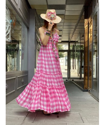 Robe Catalina Gingham Pink Sundress Les magasins à Paris